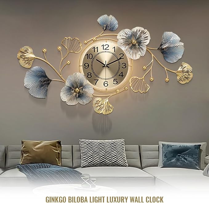 Large Metal Wall Clocks with Led Light, Silent Creative Decorative Clock - Image 7