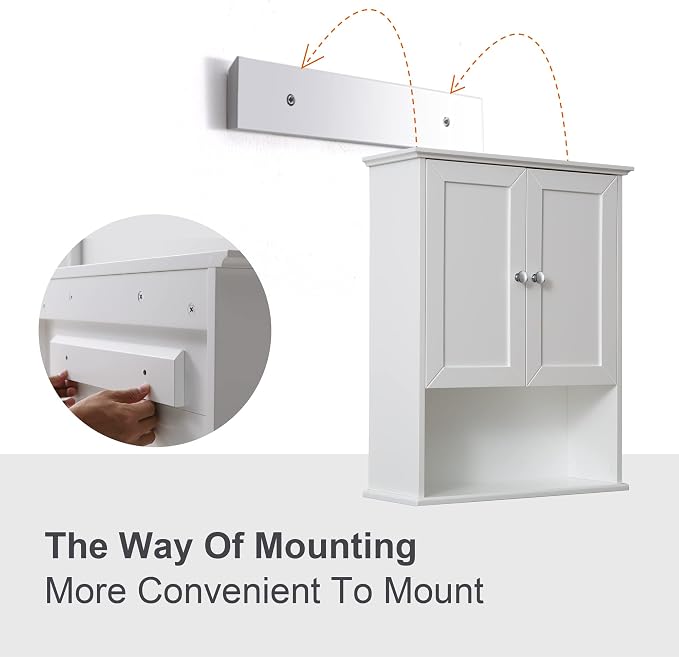 VANIRROR White Bathroom Wall Cabinet Over The Toilet Storage Cabinet, 24x30 - Image 8
