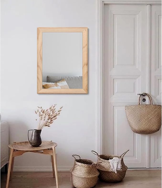 AAZZKANG Rustic Mirrors for Wall Rectangle Wood Frame Mirror Decorative for - Image 5