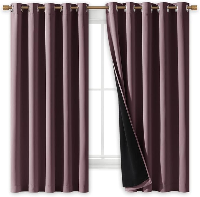 NICETOWN Dry Rose 100% Blackout Lined Curtains, 2 Thick Layers Completely - Image 2