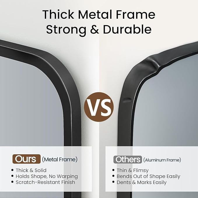 2-Pack 24x36 Inch Matte Black Bathroom Vanity Mirrors | Flush Mount Deep Set - Image 6