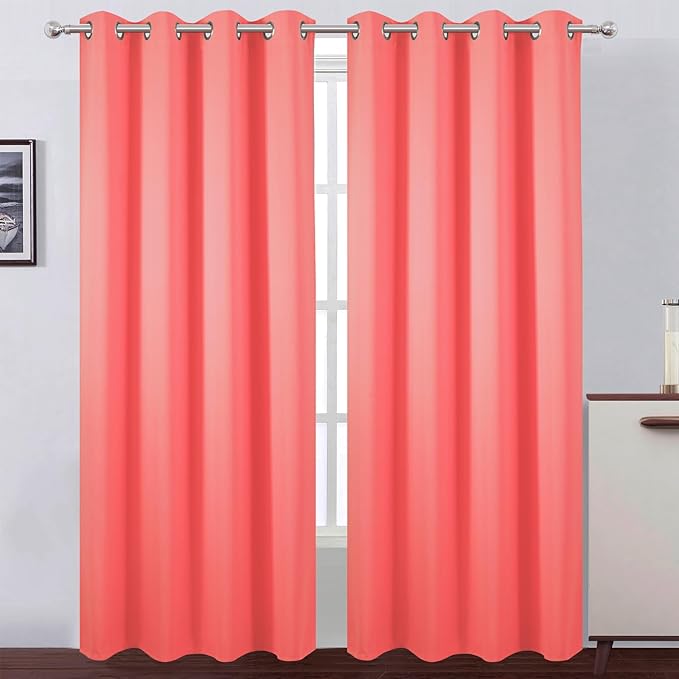 LEMOMO Blackout Curtains 52 x 120 Inch Long Coral Curtains Set of 2 Panels Room by Lemomo