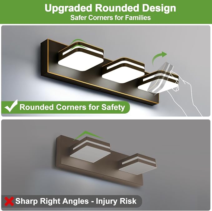 360° Rotate LED Bathroom Vanity Light Fixtures, 1300LM Acrylic Brown and Gold - Image 6
