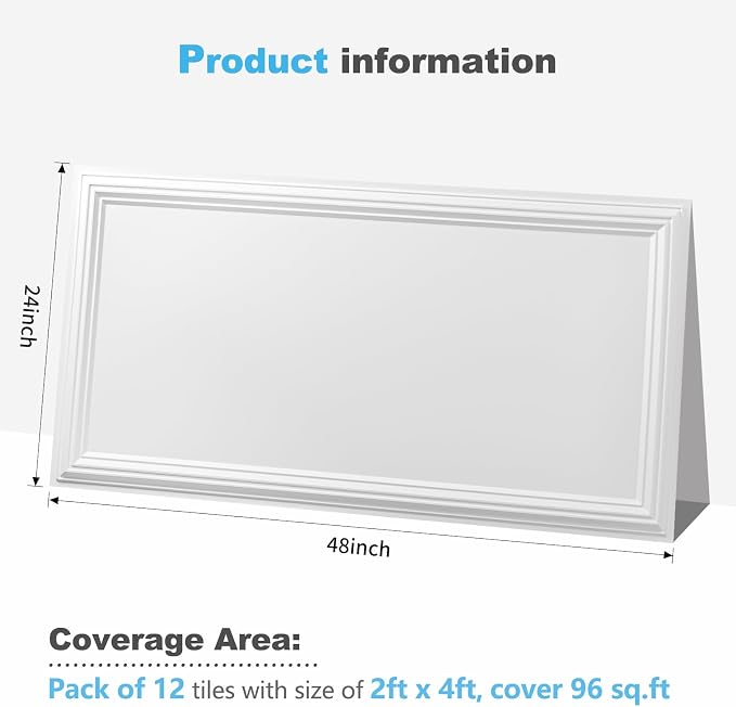 Art3d Drop Ceiling Tiles 48x24, Decorative PVC Ceiling Panels, Waterproof - Image 6