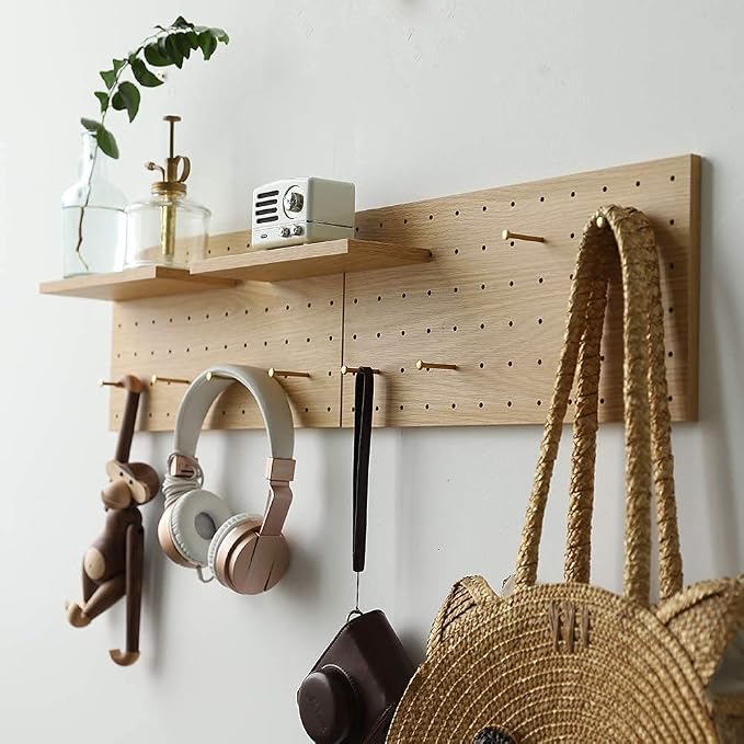 Wooden Pegboard Modular Display Organization Storage Wall Hooks Shelf by CreatedOn2005