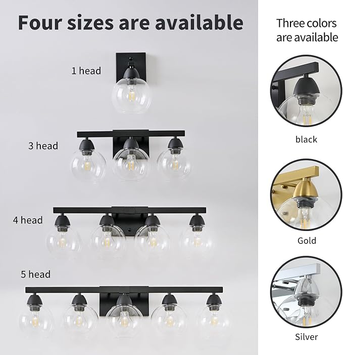 Bathroom Light Fixtures, 1-Light Matte Black Vanity Light - Image 6