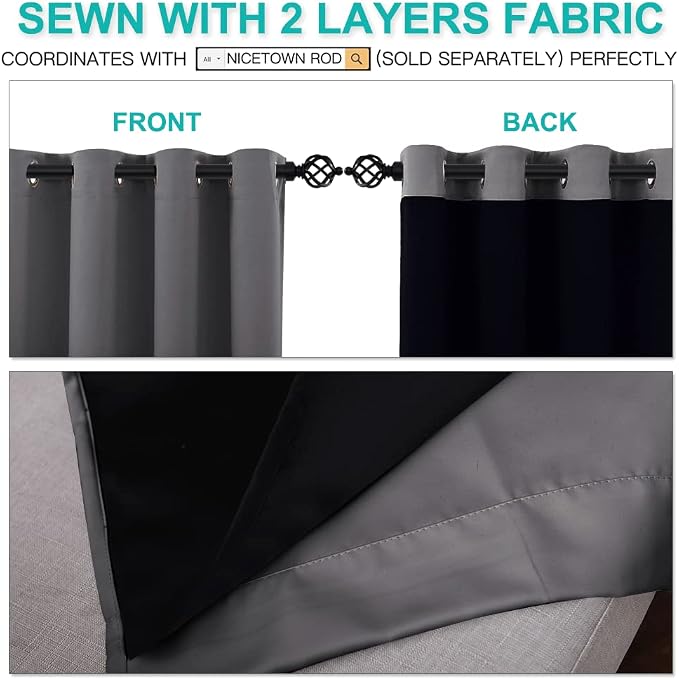 NICETOWN 100% Blackout Blinds, Laundry Room Decor Window Treatment Curtains - Image 5