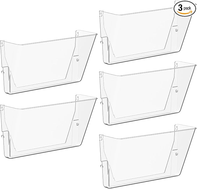 Gawerk Clear Acrylic Single Pocket, Plastic Hanging Wall Mount File Holder by Gawerk