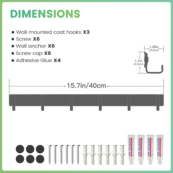 Coat Rack Wall Mount, Heavy Duty Wall Coat Hanger - Image 6