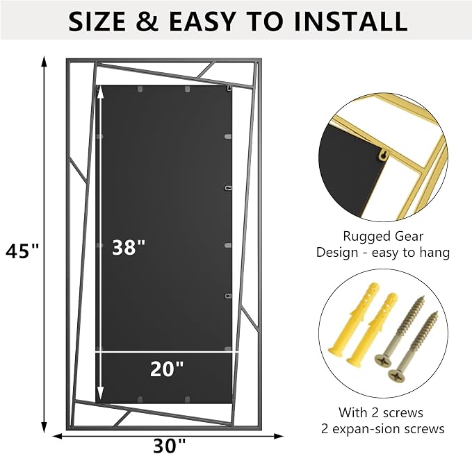 Rectangular Wall Mirror, Hang Horizontally or Vertically - Image 2