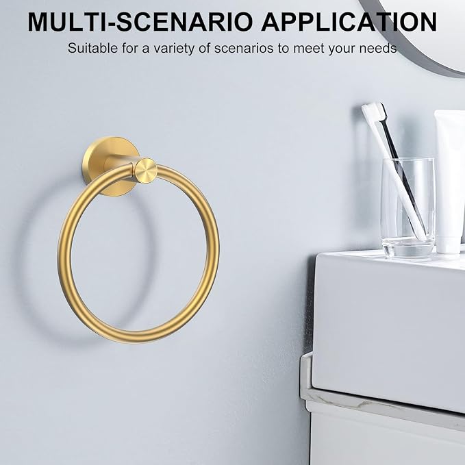 SetSail Towel Holder for Bathroom Wall Gold Towel Ring Stainless Steel Hand - Image 7