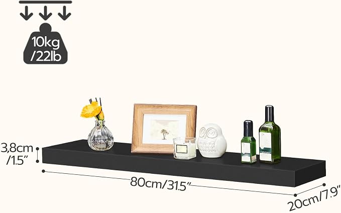 HOOBRO Floating Shelves for Wall, Wall Mounted Shelf Set of 2, 31.5" Hanging - Image 3