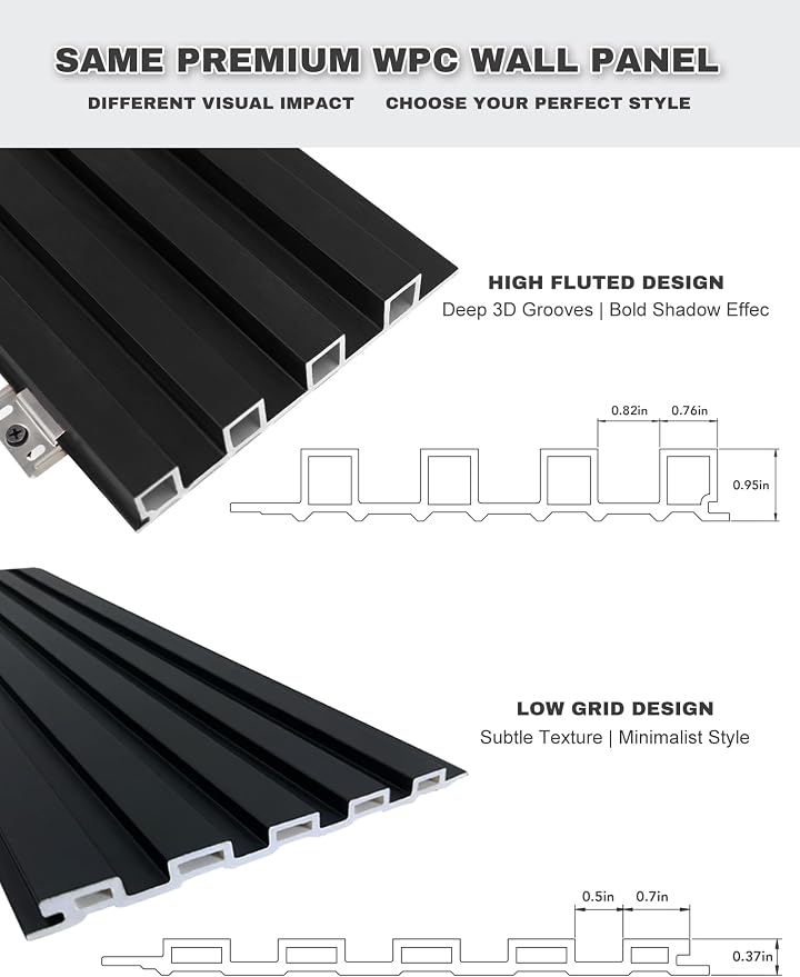 Black Wall Panels for Interior Wall Décor Wainscoting Panels 48x6.2x0.4in - Image 3
