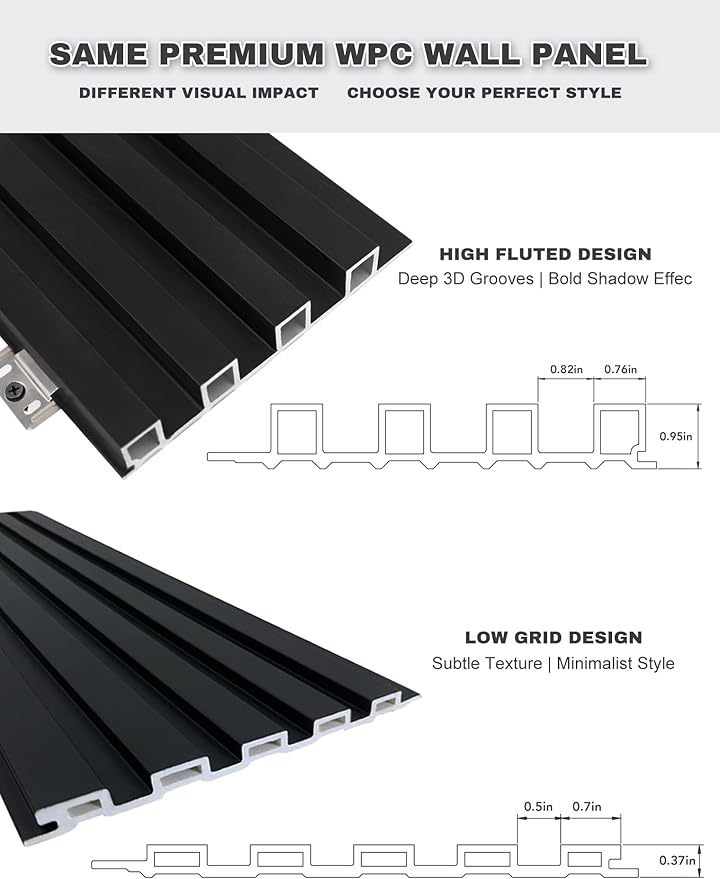 Extra Long Black Wall Panels for Interior Wall Décor 114x6.2x0.4in 8pack Modern - Image 8