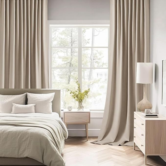 MIULEE Taupe Back Tab Blackout Curtains 102 Inch Long 2 Panels Set - Image 2
