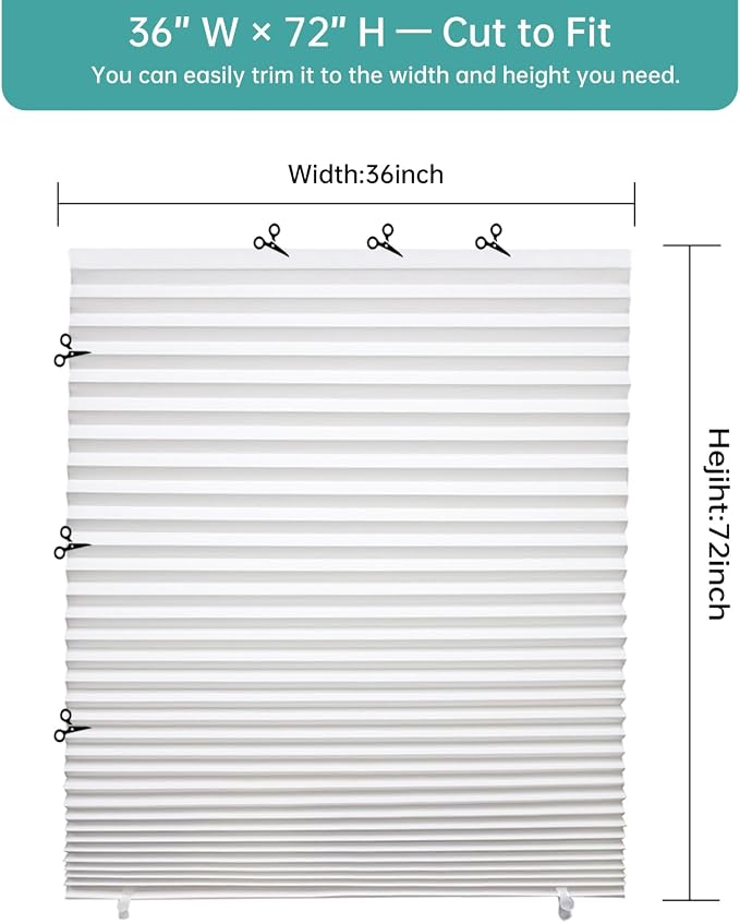 Changshade 12 Pack Temporary Shades, Pleated Paper Blinds - Image 3
