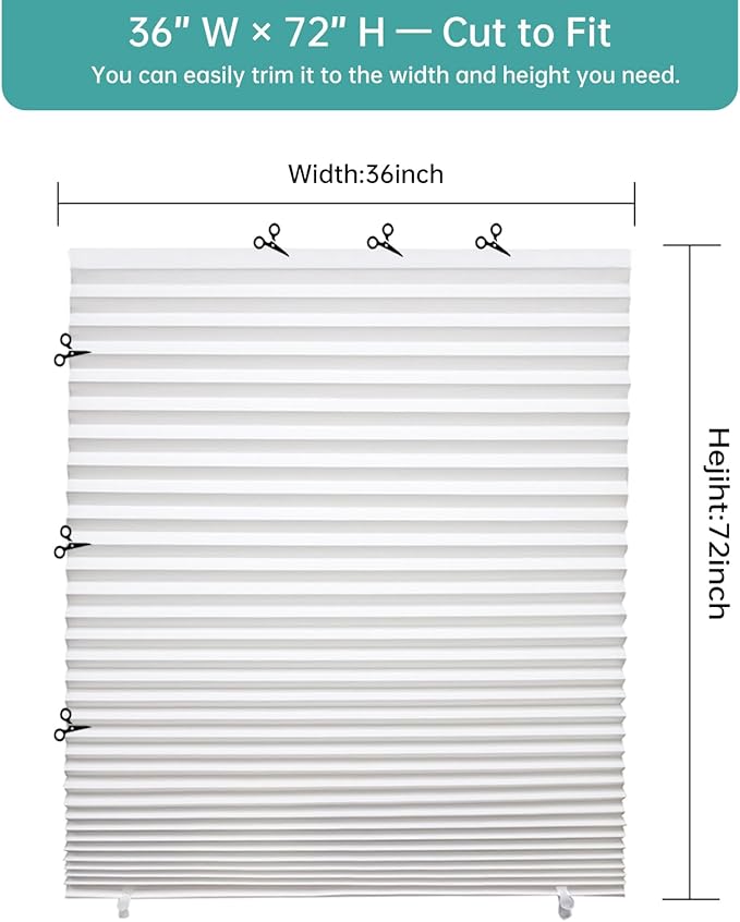 Changshade 6 Pack Temporary Shades, Pleated Paper Blinds - Image 3