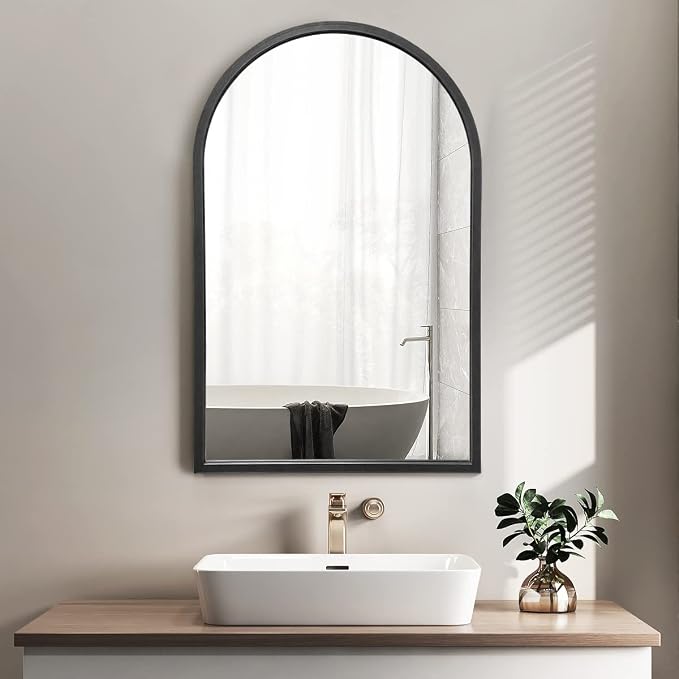 Wall Mounted Mirror, 30“x20 Black Bathroom Mirror, Arched Window Mirrors - Image 7