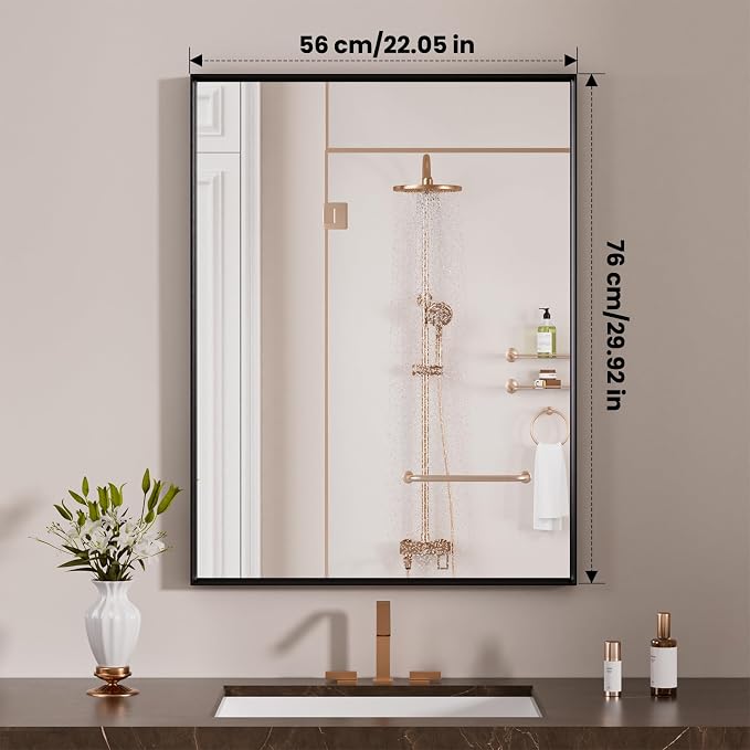 LOAAO Black Bathroom Mirror 22"X30" - Image 8