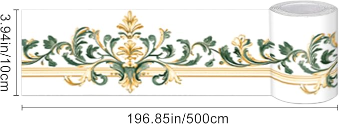 HOMETITUTE Wallpaper Border Peel and Stick Classic Wall Trim 4x196 Inch Baroque - Image 3