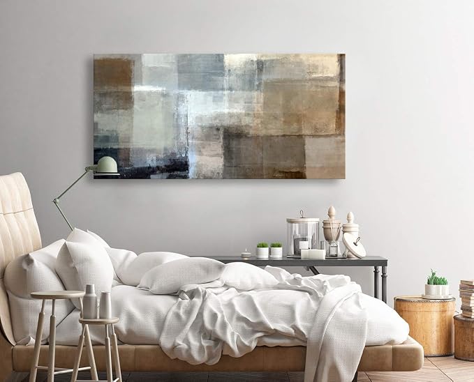 Baisuart Canvas Prints Abstract Wall Art Print Paintings Grey and Brown - Image 4