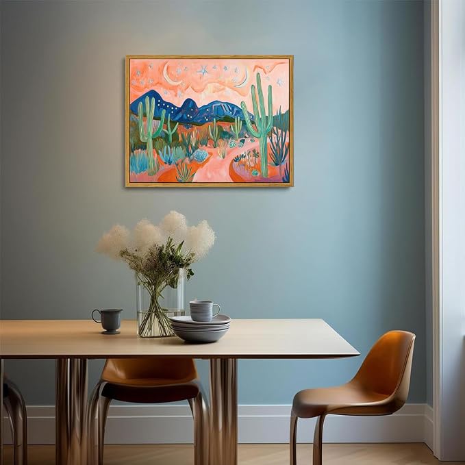 AtterrirArt Framed Boho Wall Art, Vintage Desert Picture Painting Print - Image 2
