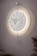 Large Luxury LED Backlit Wall Clock – Pendulum Roman Numeral Metal Ring by Unknown