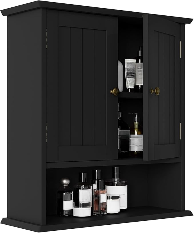 Smuxee Black Wall Cabinet, 2-Door Medicine Cabinet by Smuxee