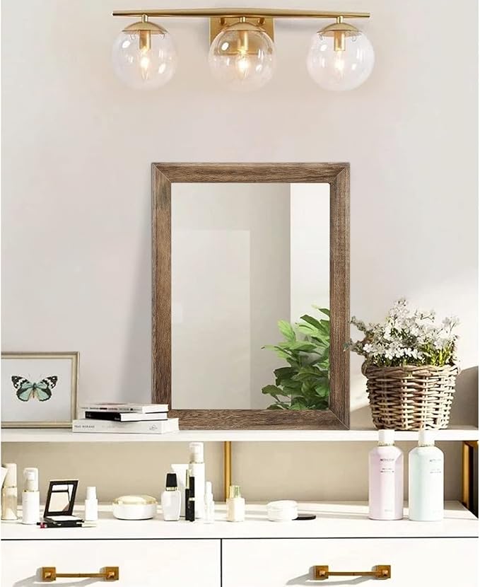 AAZZKANG Rustic Wood Mirror Rectangle Decorative Wall Mirrors - Image 4