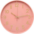 Wall Clock 12 Inch Pink Modern Simple Quartz Decorative Clock Non-Ticking by BAKBRAND