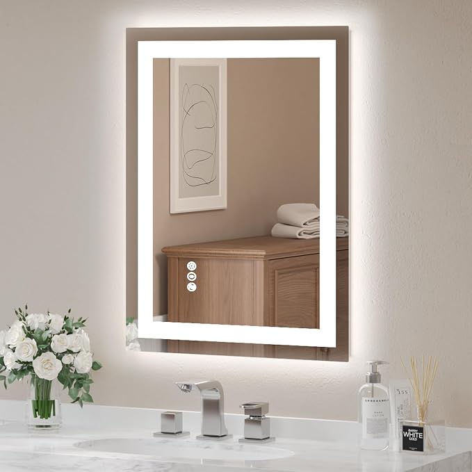 USHOWER LED Bathroom Mirror 24x32 Inch Tempered Glass by USHOWER