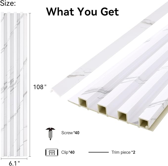 8-Pack WPC Wall Panels 108’’ x 6.1’’ 3D Slat Wall Panel Acoustic Wall Paneling - Image 2