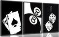 3Pcs Black and White Poker Dice Canvas Wall Art Lucky You Poster Prints Trendy by bokpen