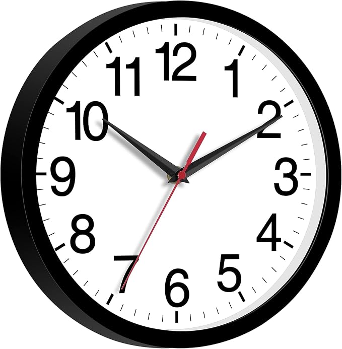 Rohioue Wall Clock Modern 10 Inch Black Battery Operated Silent Non Ticking - Image 6