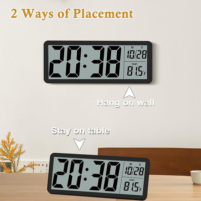 Digital LCD Wall Clock Easy to Set, 8.5 Inch LCD Screen - Image 3