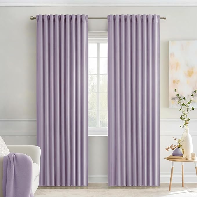 MIULEE Lilac Back Tab Blackout Curtains 90 Inches Long 2 Panels Set by MIULEE