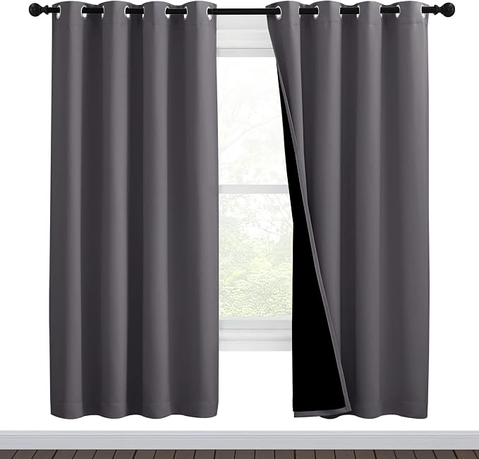 NICETOWN Grey Full Shade Curtain Panels, Pair of Thermal Insulated & Energy by NICETOWN