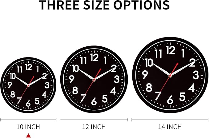 AKCISOT Wall ClockModern Black Silent Non Ticking Wall Clocks Battery Operated - Image 5