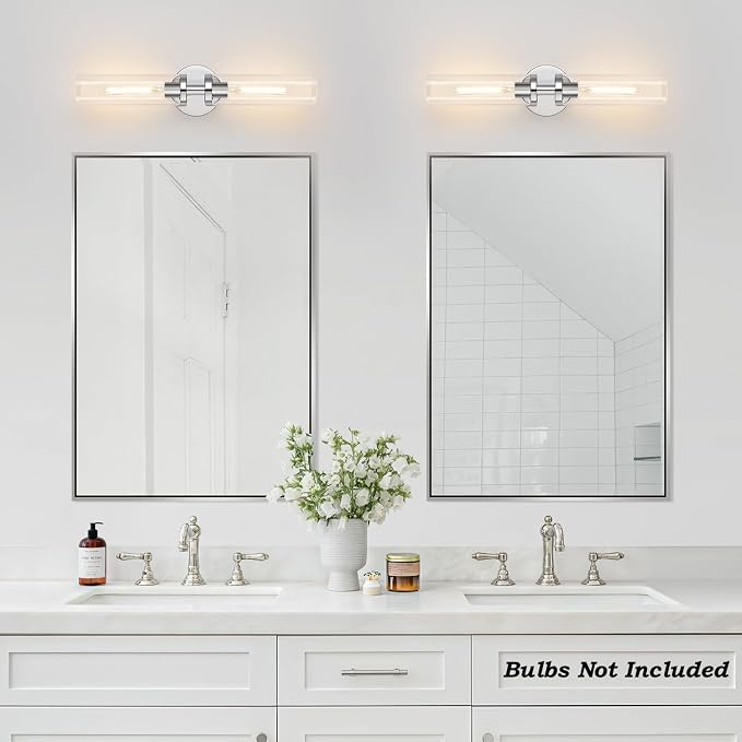 Indoi Wall Sconces Set of Two, Hardwired Chrome Bathroom Sconces Wall Lighting - Image 8