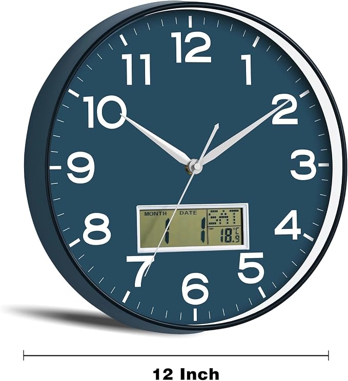 AKCISOT Wall Clock 12 Inch, Non-Ticking Silent Battery Operated Analog - Image 2