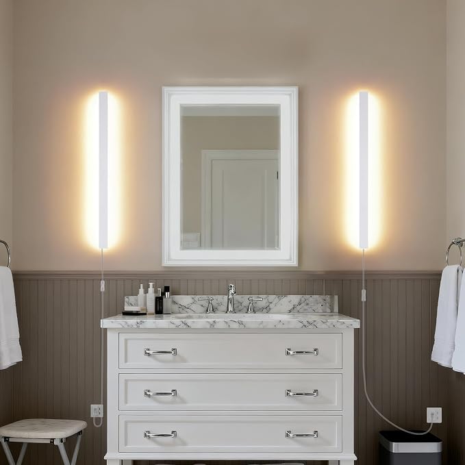 KELUOLY Modern Plug in Wall Lights, 31.4 inch Frosted White LED Long Wall Sconce - Image 5