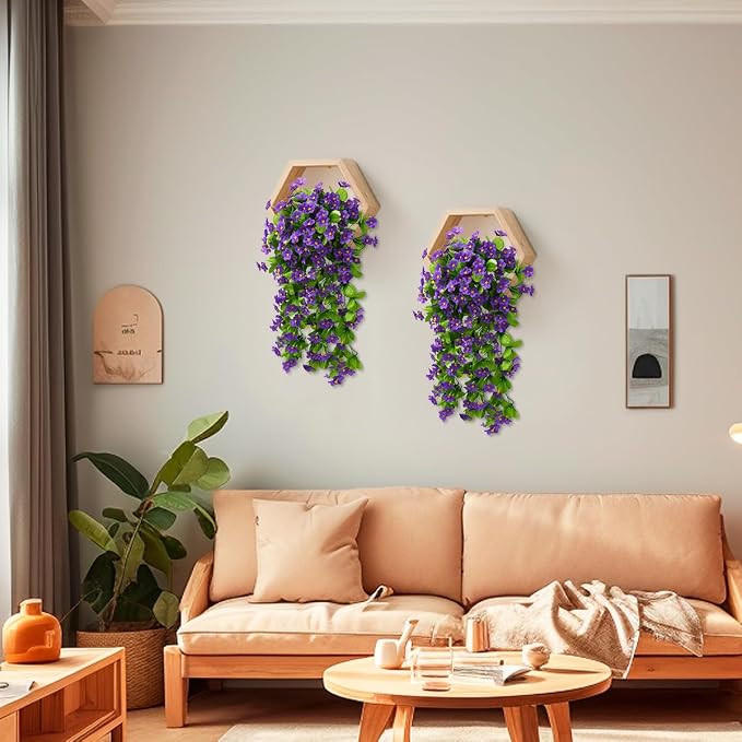 ZFProcess 2PCS Artificial Hanging Flowers, Fake Hanging Plants Violet Vines UV - Image 2