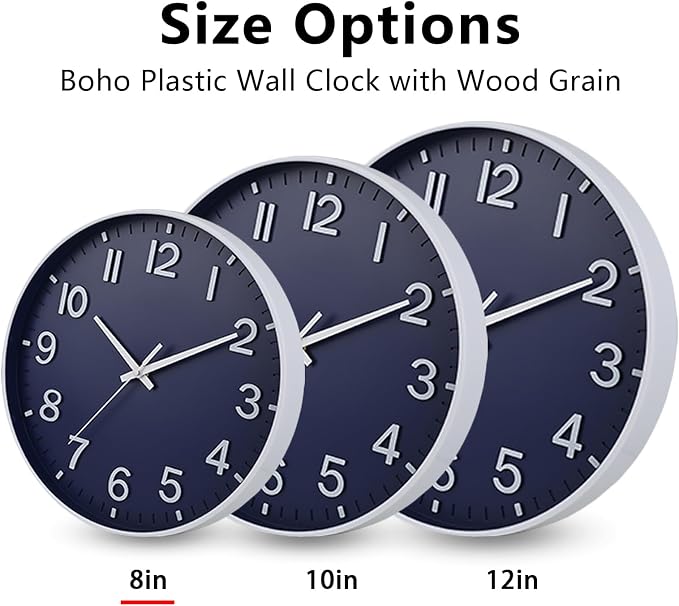 HZDHCLH Wall Clocks Battery Operated, Wall Clock Navy Blue, 8 inch Wall Clock - Image 5