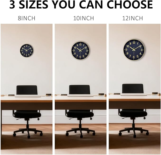 Modern Wall Clock, 10 Inch Digital Wall Clocks Battery Operated, Round Non - Image 9