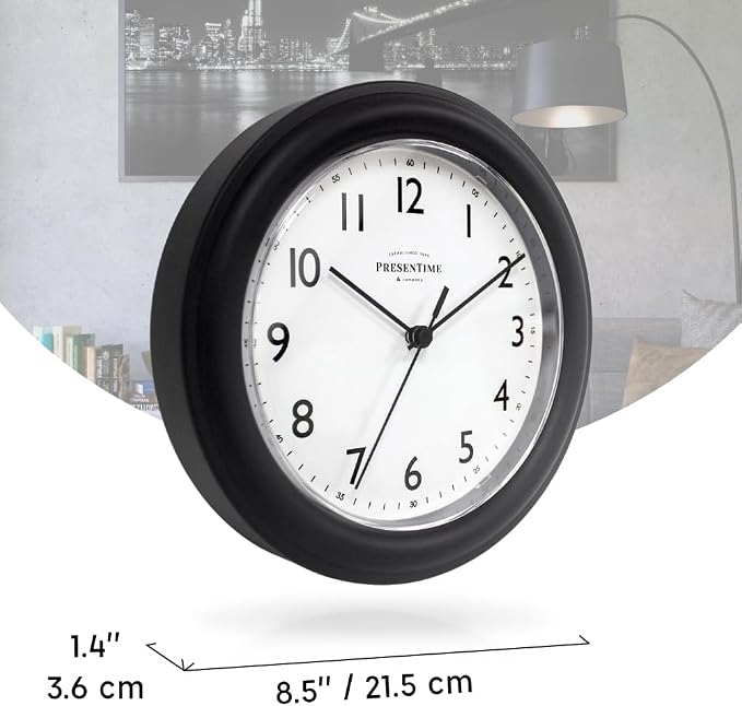 PresenTime & Co. 8.5" Modern Farmhouse Essential Wall Clock, Silent non Ticking - Image 7