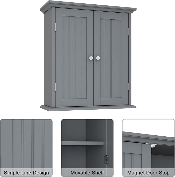 ChooChoo Bathroom Wall Cabinet, Over The Toilet Space Saver Storage Cabinet - Image 8