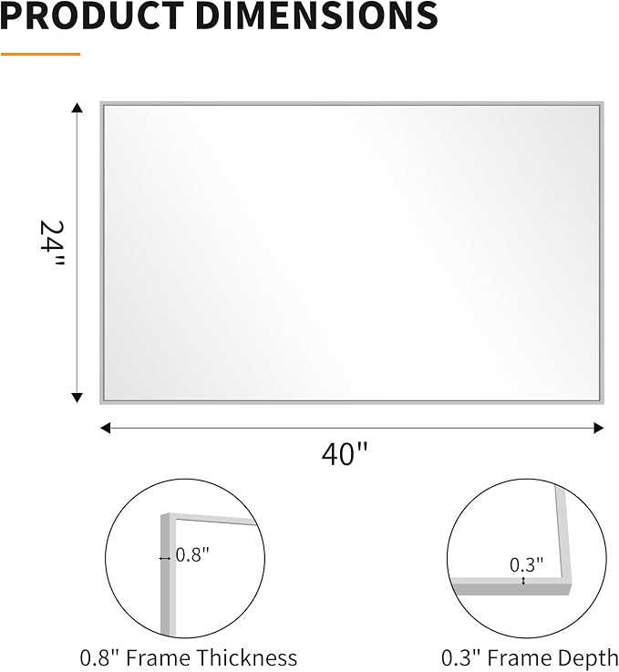 KOCUUY Silver Framed Mirror, HD Tempered Glass, Anti-Rust Frame, Modern Design - Image 8