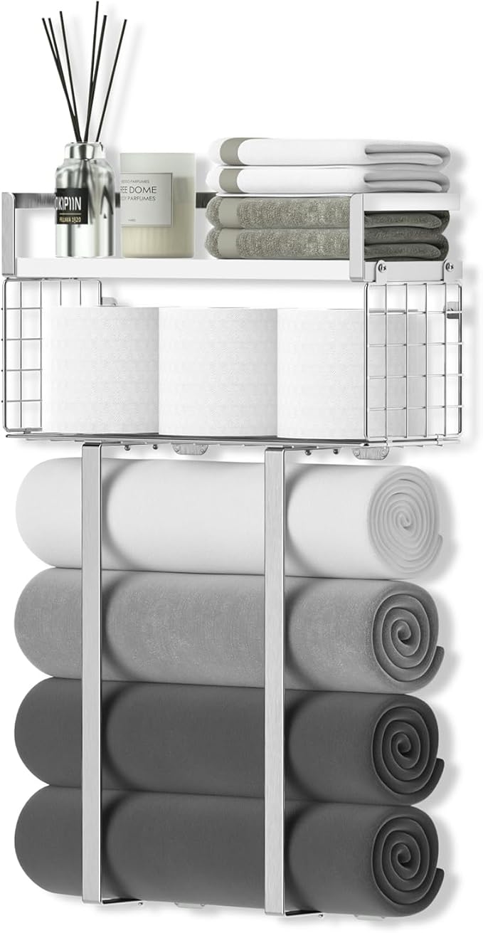 Towel Racks for Bathroom, Bathroom Shelf Over Toilet, Floating Shelves - Image 9