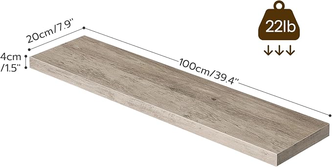 HOOBRO Floating Shelves for Wall, Wall Mounted Shelf Set of 2, 39.4" Hanging - Image 3