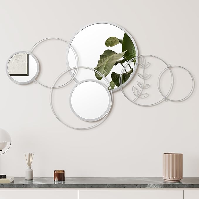 Hicarer Wall Mirror Decorative 41.34'' x 17.72'' Round Modern Metal Wall by Hicarer